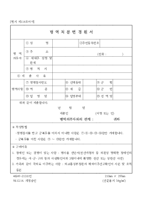 병역처분변경원서 병역처분변경원서